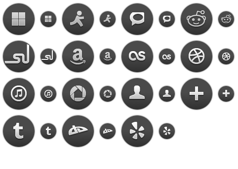 Dark Round Social Icons 2 - All Buttons