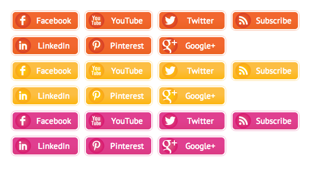 WordPress Buttons Pack - Sunset Social Buttons