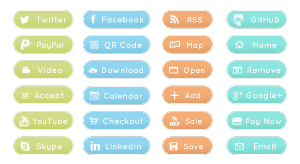 WordPress Buttons Pack - Glow Social Buttons