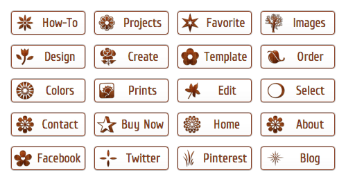 WordPress Buttons Pack - Wooden Icon Buttons