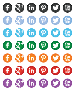 Round Social Icon Buttons - All Buttons
